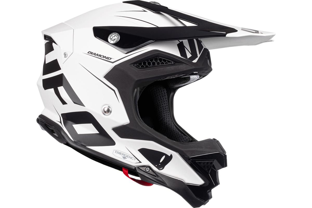 Motocross helmet Diamond black and white - ADULT - He052 - Ufo Plast