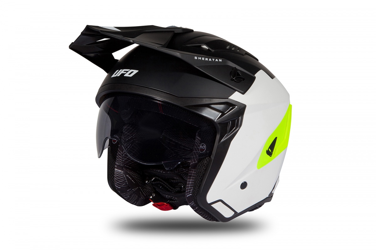 Jet helmet Sheratan white, black and neon yellow matt - Helmets - HE186 - Ufo Plast